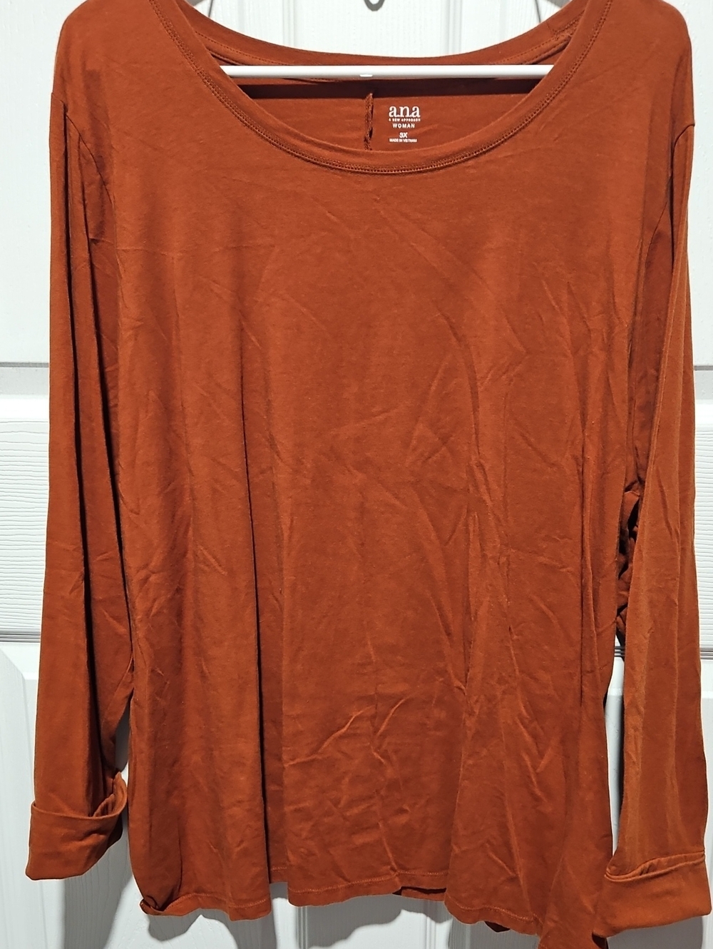 a.n.a Rust Orange Long Sleeve Scoop Neck Top